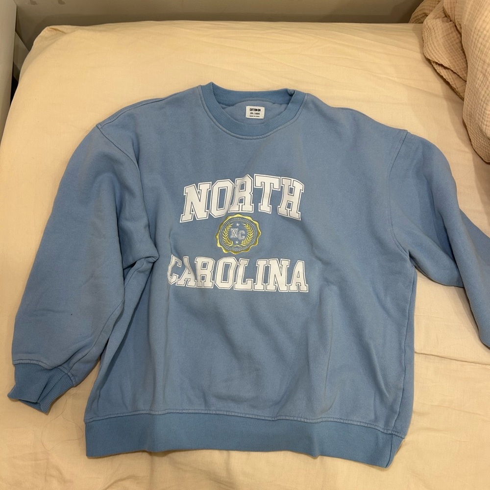 Cotton On Light Blue North Carolina Crewneck Sweater